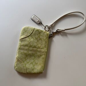 Coach Y2K Green Wristlet with Strap- great condition
